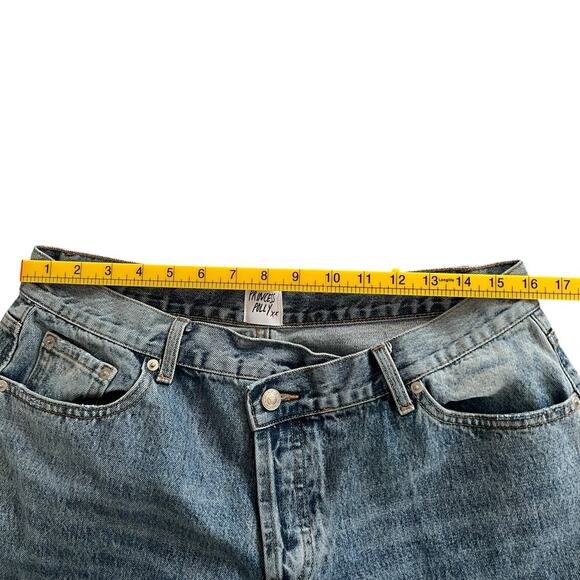 Princess Polly Asymmetrical Medium Wash Jeans Size 10 - Picture 8 of 10